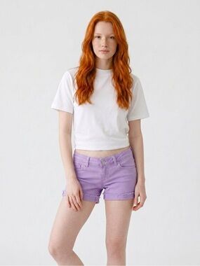 Aeropostale Purple Jean Shorts with Rolled Hems